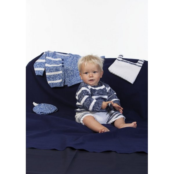 Neulekuvio - Raidallinen neuletakki, pusero, housut ja hiiret Neulekuvio - Raidallinen neuletakki, pusero, housut ja hiiret