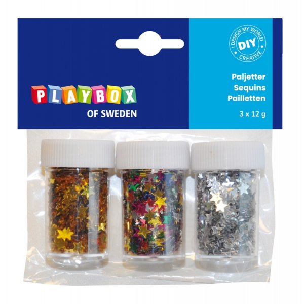Paljetteja 3x12 g thti