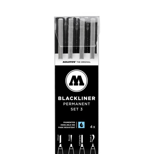 Fineliner - Molotow - UUSI Basic blackliner - Setti NO.3 - 4 kpl
