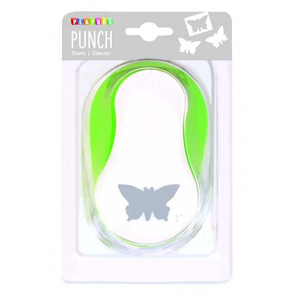 Punch-perhonen 5 cm - Vihre�/valkoinen