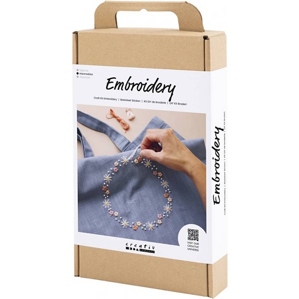 DIY Kit Embroidery - kyyhkynen sininen - Tekstiililaukku