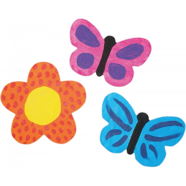 Puiset hahmot perhosia & kukkia - 12 kpl Puiset hahmot perhosia & kukkia - 12 kpl