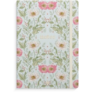 Muistikirja Deluxe A5 sinivihre�ll� kukkaviivoilla
