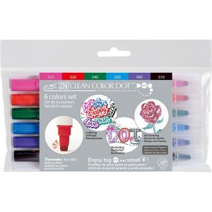 Pigmenttipannut ZIG Clean Color Dot - 6 kynää Pigmenttipannut ZIG Clean Color Dot - 6 kynää