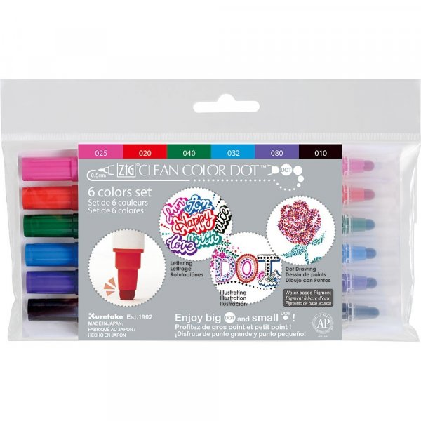 Pigmenttipannut ZIG Clean Color Dot - 6 kyn