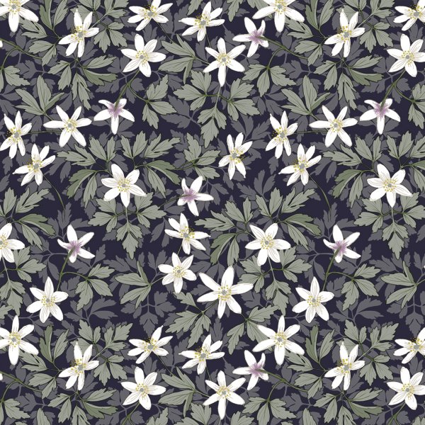 Suojapeite PVC kuviollinen anemone - sininen