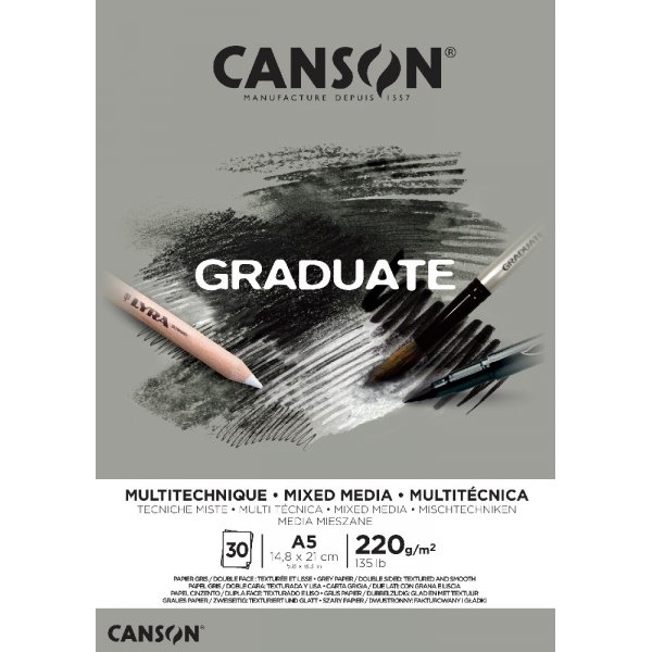 Graduate Mixedmedia lohko 220g 30 arkkia - harmaa