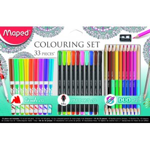 Kuitukynä & liitusetti - Maped - Setti vanhuksille 33 osaa Kuitukynä & liitusetti - Maped - Setti vanhuksille 33 osaa