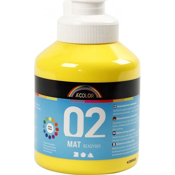 Koulumaali - Akryyli - peruskeltainen - matta - 500 ml