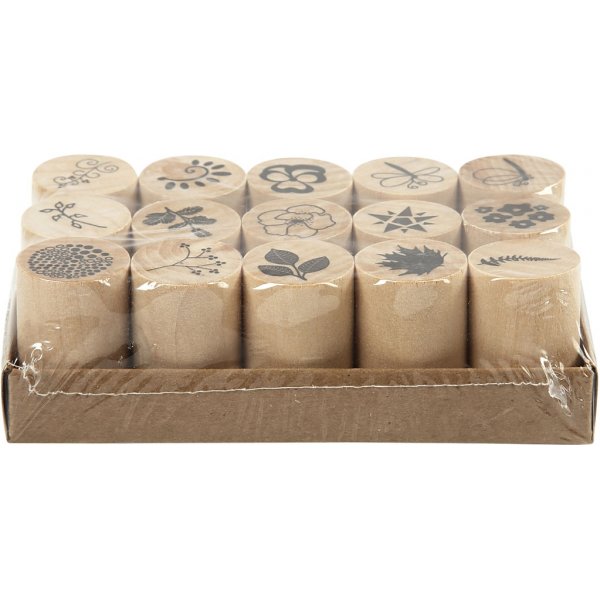 Deco Art postimerkkisetti - kukkia ja lehti - 15 kpl