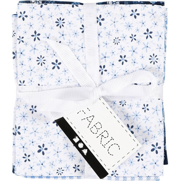 Patchwork kangas - sininen - 4 kpl