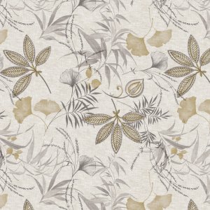 Ginko-aiheinen �ljykangas - Beige