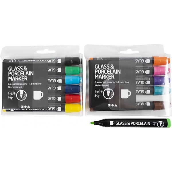 Merkintäkynät lasille ja posliinille - puoliläpinäkymätön - 12 kpl Merkintäkynät lasille ja posliinille - puoliläpinäkymätön - 12 kpl