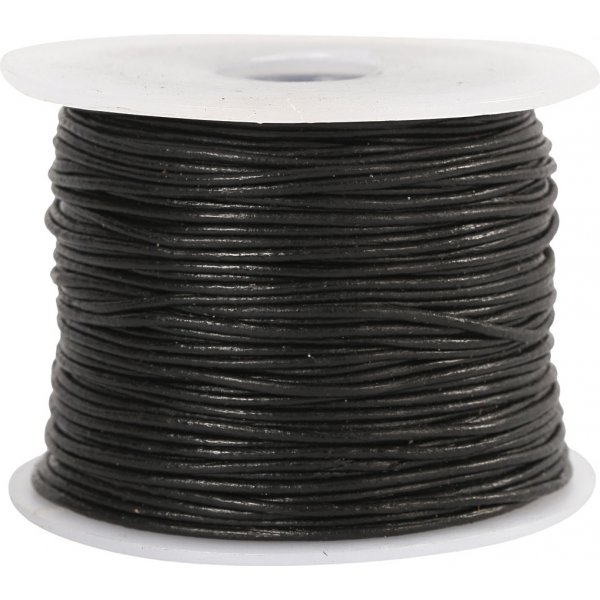 Nahkanauha - musta - 1 mm - 50 m
