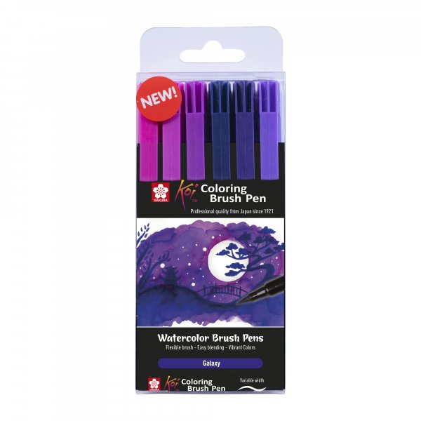 Harjakynä Sakura Koi Coloring Brush 6 kynää - Galaxy