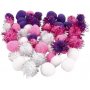 Pomponit - violetti - vaaleanpunainen - valkoinen - 48 kpl