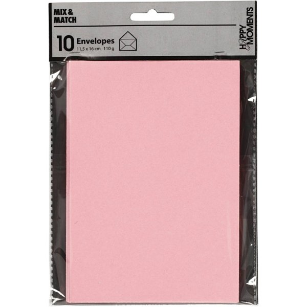 Kirjekuori - vaaleanpunainen - 11,5 x 16 cm - 10 kpl