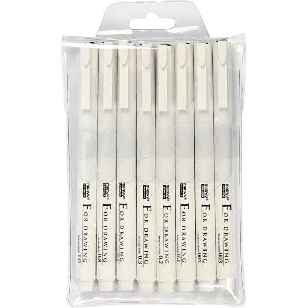 Fine Line kirjoitus/piirustusmuste - musta - 8 kpl