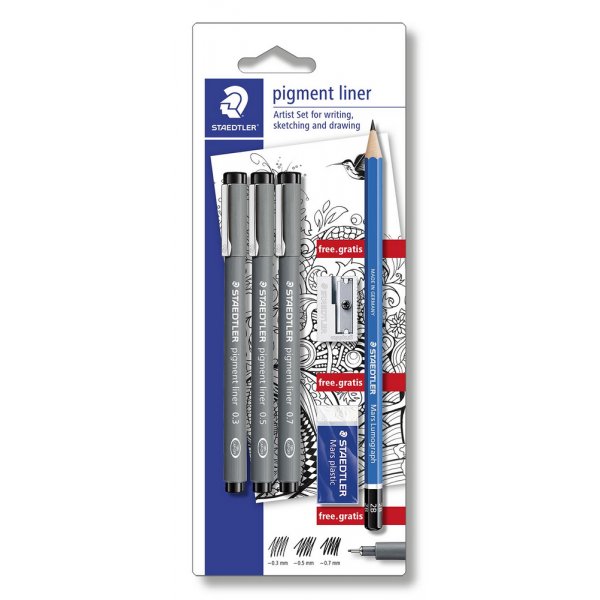Pigmentliner Black - 7 kyn + tussit