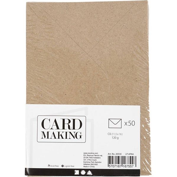 Kierrätetty kirjekuori - luonnollinen - 11,5 x 16 cm - 50 kpl Kierrätetty kirjekuori - luonnollinen - 11,5 x 16 cm - 50 kpl