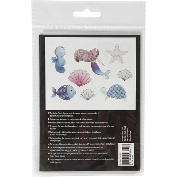 Kutistemuovilevy kuviolla - matta lpinkyv - Merenneito - 4 arkkia