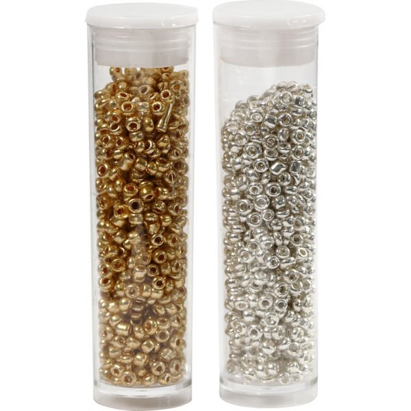 Rocaille-helmet - kulta - hopea - 2 x 7 g