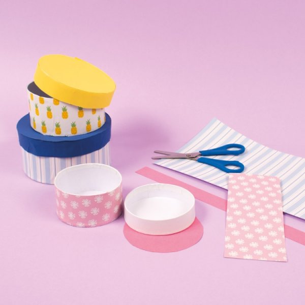 Paperilaatikko, pyöreä, 12x6, 10x5, 8x4, 3 kpl Paperilaatikko, pyöreä, 12x6, 10x5, 8x4, 3 kpl