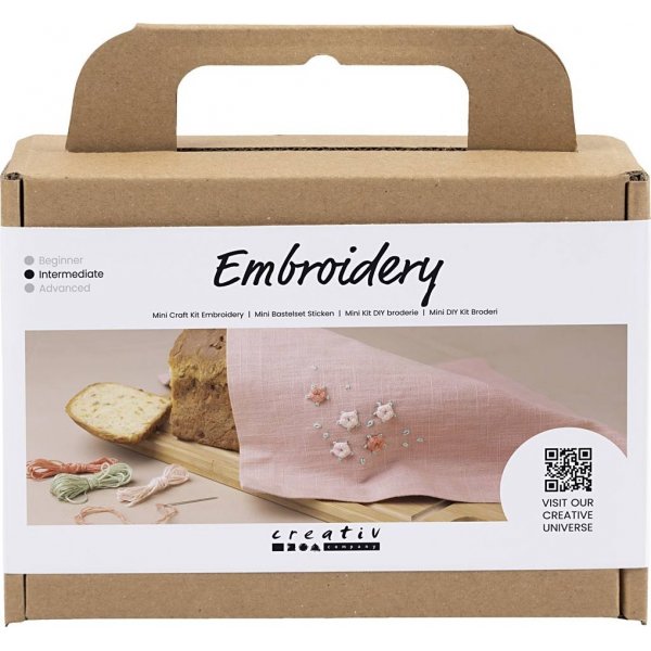 Mini DIY Kit Embroidery - plyinen ruusu - Lautasliina