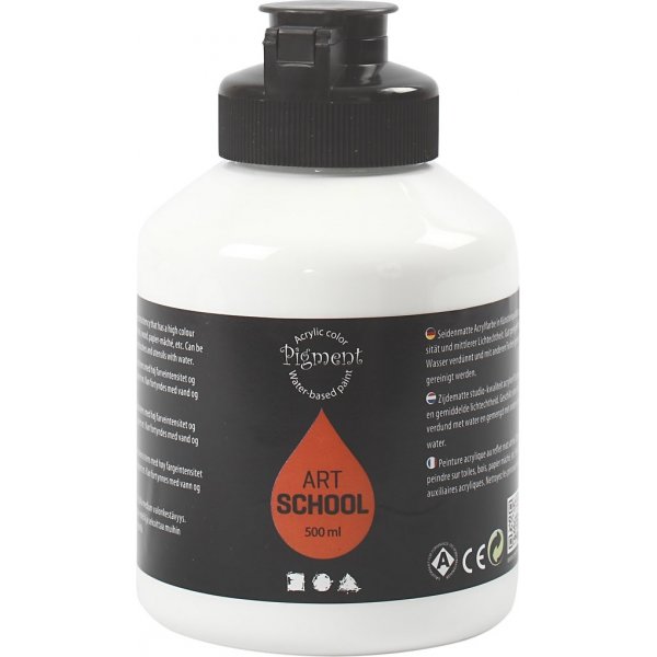 Pigment Art School - valkoinen - puolikiiltävä - peite - 500 ml Pigment Art School - valkoinen - puolikiiltävä - peite - 500 ml