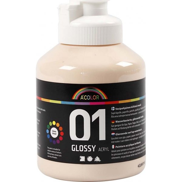 Koulumaali - Akryyli - norsunluu - kiiltv - 500 ml