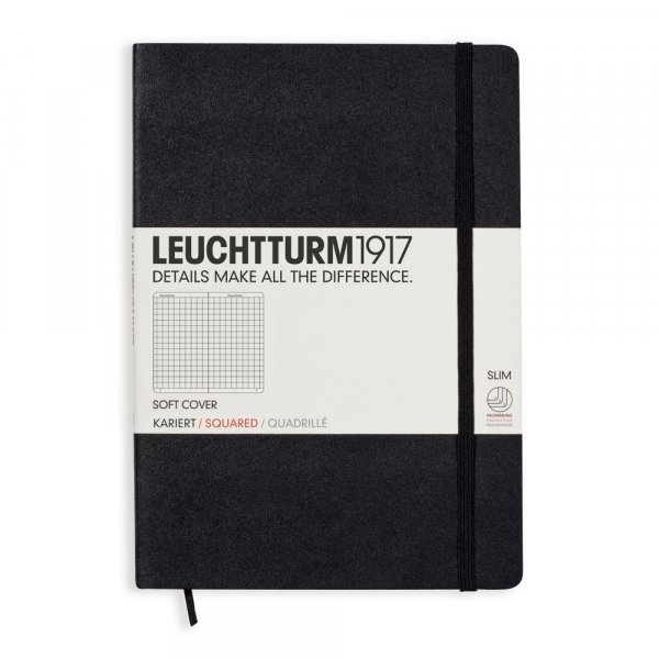 Notebook A5 Soft Checked - musta