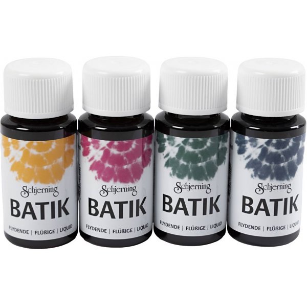 Batiikkimaali - laivastonsininen - vihre - pinkki - maissinkeltainen - 4x50 ml