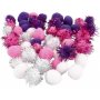 Pomponit - violetti - vaaleanpunainen - valkoinen - 48 kpl