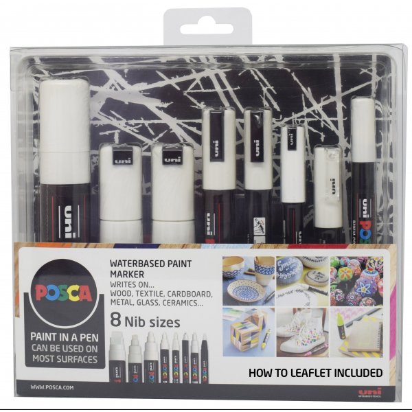 Posca 8 Nib Size - Valkoinen setti 8 kpl