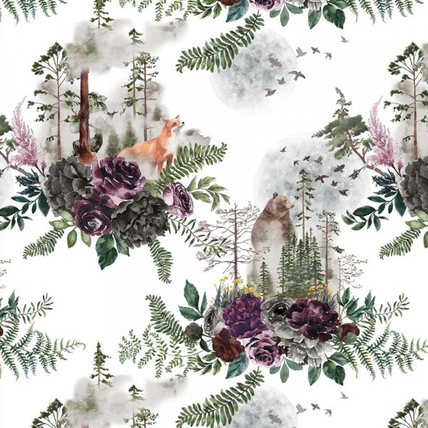 Kuviollinen jersey 150 cm - Wilderness sky Dusk