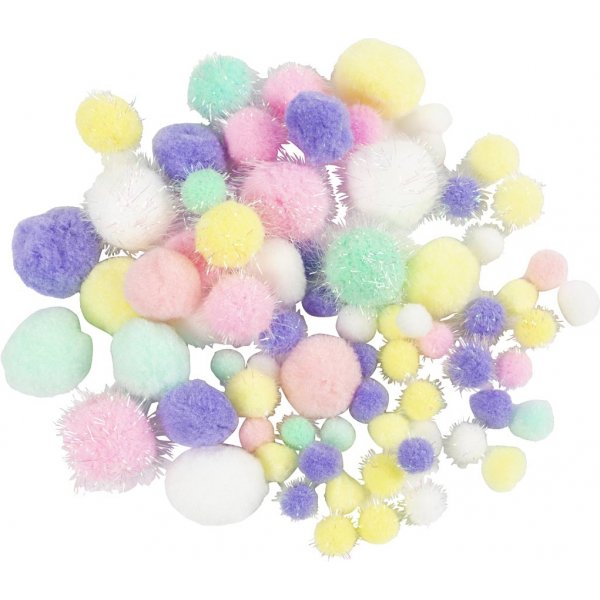 Pomponit - pastellivrit - glitter - 62 g