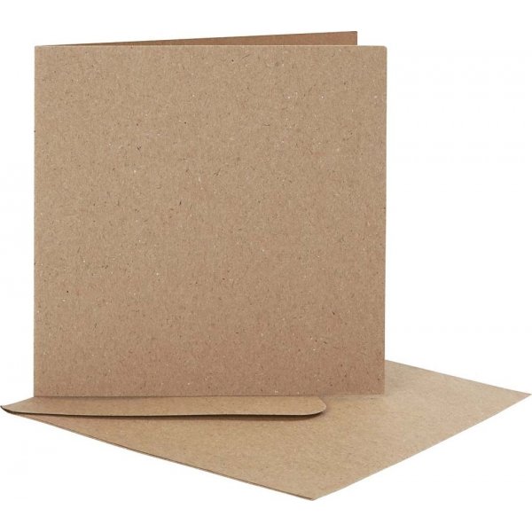 Postikortti kirjekuorella - luonnollinen - 12,5 x 12,5 cm - 10 kpl