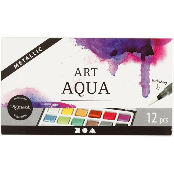 Art Aqua akvarellimaalit - metallivrit - 12 kpl