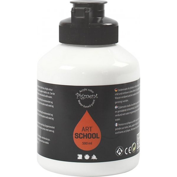 Pigment Art School - valkoinen - puolikiiltv - peite - 500 ml