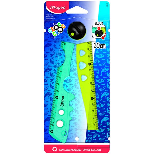 Viivain - kartoitettu - Croc Croc Kokoontaitettava 15 cm/30 cm