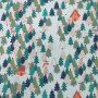 Kuviollinen jersey 145 cm - piparkakkutalot - kuuset - vaaleansininen