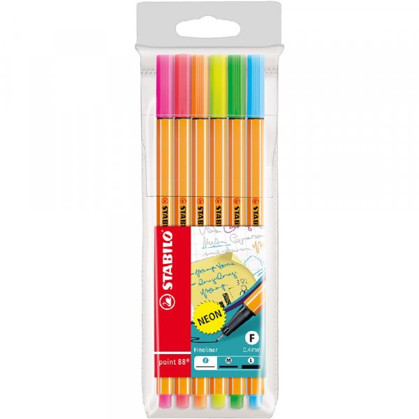 Fineliner Point 88 6 kpl - Neon