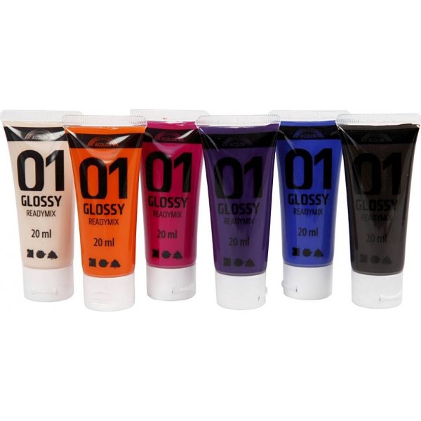 Koulumaali - Akryyli - täydentävät värit - kiiltävä - 6 x 20 ml