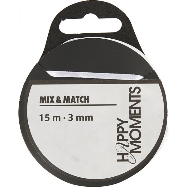 Satiininauha - valkoinen - B3 mm - 15 m