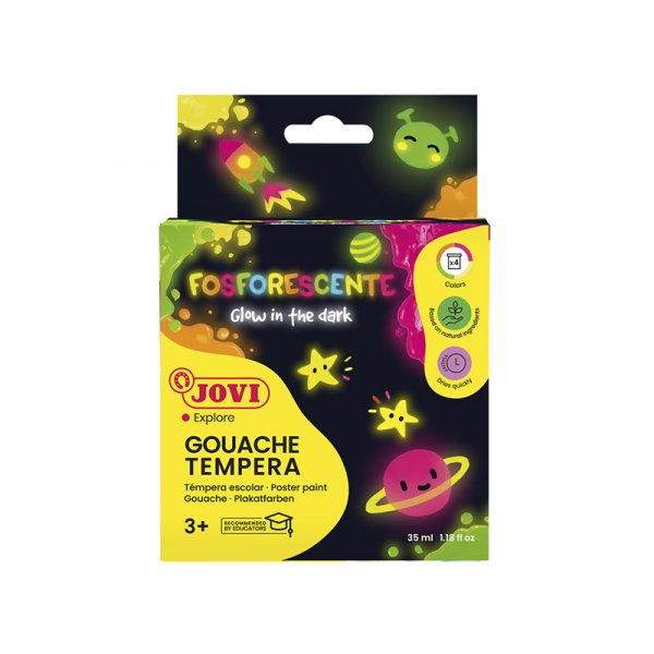 Tempera maali - Jovi - Guassi hehkuu pimess 4 x 35 ml