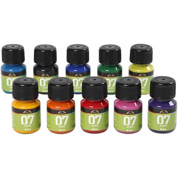 A-Color Glass - sekoitetut vrit - 10 x 30 ml