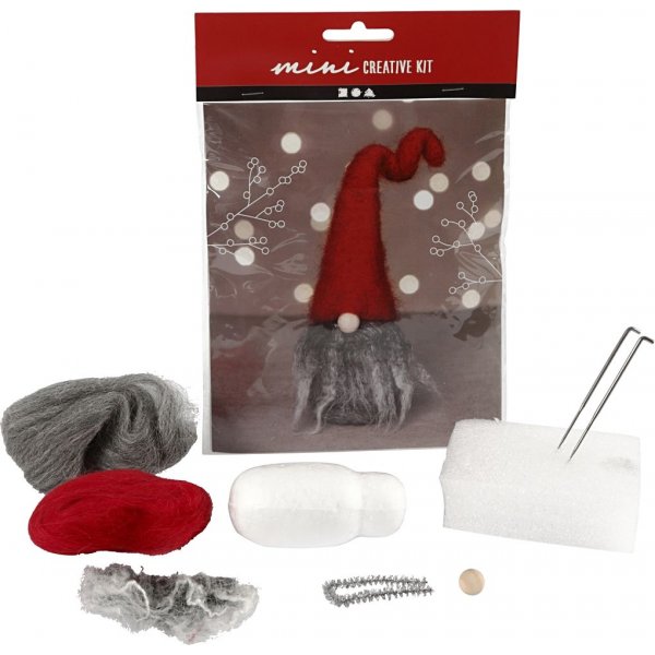Mini DIY Kit - tonttu harmaalla partalla