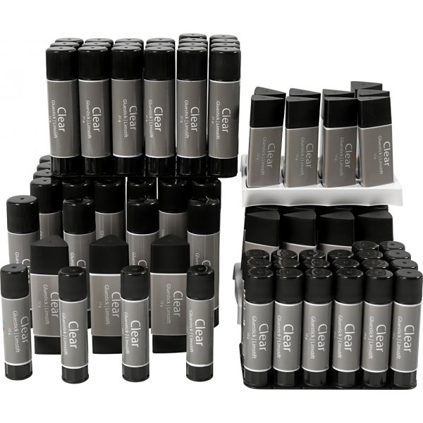 Kirkkaat liimapuikot - eri kokoja - 96 kpl