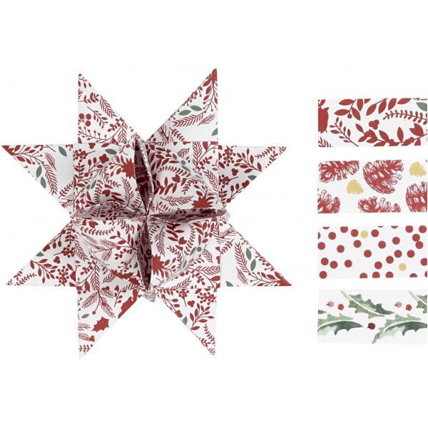 Thtinauhat - punainen - valkoinen - 6,5+11,5 cm, 48 nauhaa