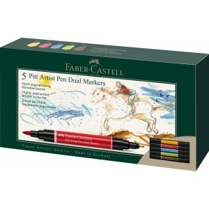 Piirustuskynä - Faber-Castell - Pitt Artist Dual Marker - 5 kpl Piirustuskynä - Faber-Castell - Pitt Artist Dual Marker - 5 kpl